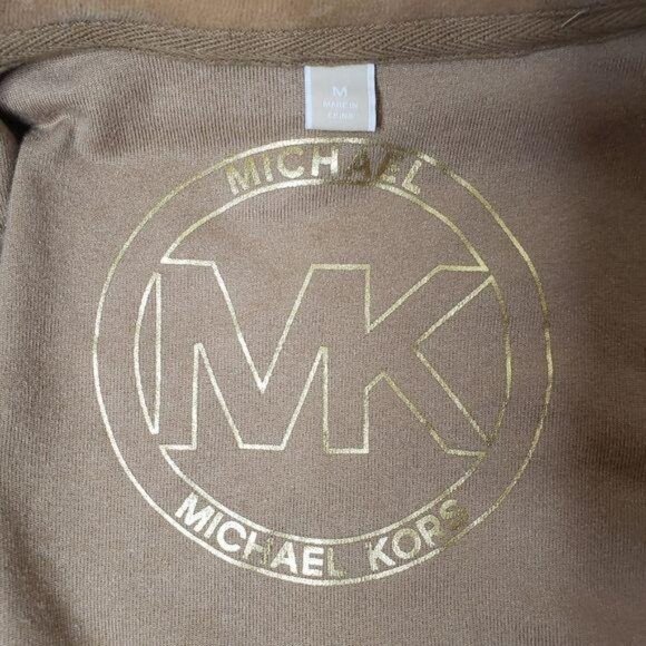 Michael Kors Camel Velour Full Zip Tracksuit Jacket Luxe Loungewear medium - Picture 3 of 10